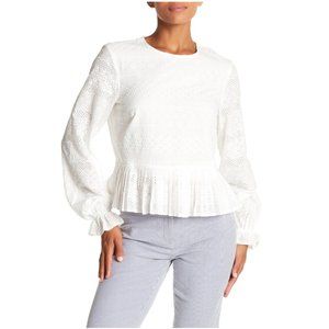 Nine West Long Sleeve Lace Eyelet Blouse